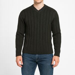 Abercrombie And Fitch Mens Vintage Wool V Neck Cable Knit Sweater Size XL Preppy
